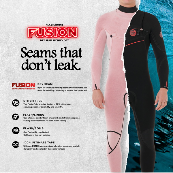 2026 Rip Curl Mens Flashbomb Fusion 3/2mm Chest Zip Wetsuit 177MFS - Black